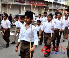 the Rashtriya Swayamsevak Sangh (RSS) Vijayadashami Path Sanchalan (route march) conducted at Malleshwaram in Bengaluru on Sunday October 25, 2026. -KPN 