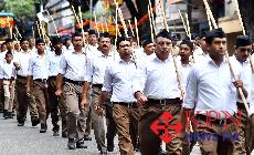 the Rashtriya Swayamsevak Sangh (RSS) Vijayadashami Path Sanchalan (route march) conducted at Malleshwaram in Bengaluru on Sunday October 25, 2026. -KPN 